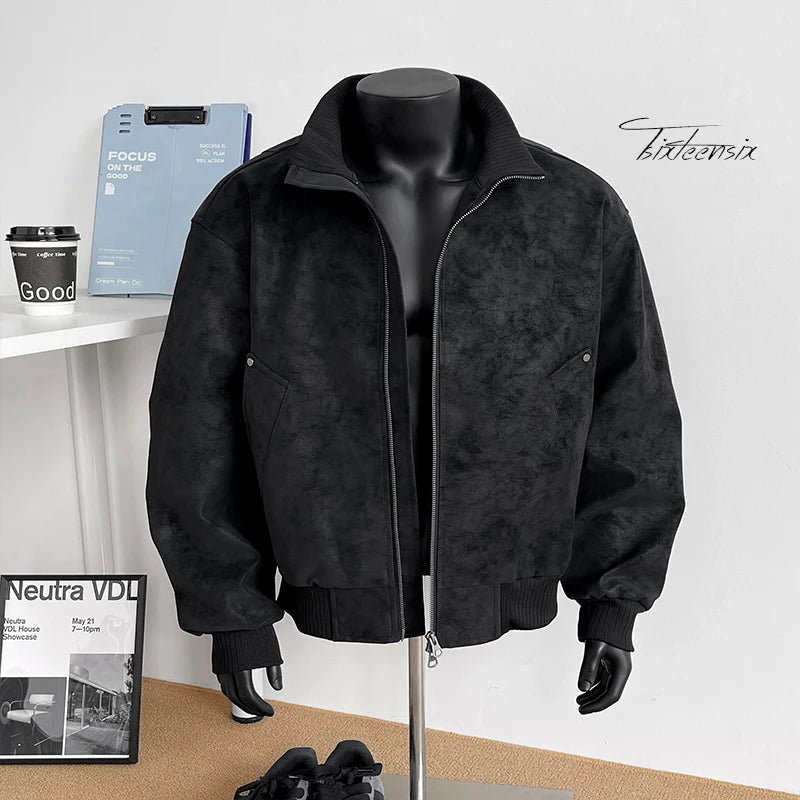 Men Leather Jacket"ashionable motorcycle bomber men's jacket"