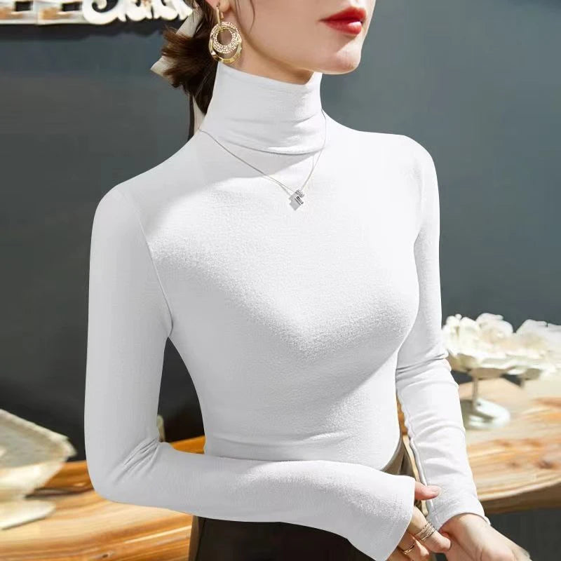Women T-shirt &Polo "Fashion Autumn Winter Female Turtleneck Fleece Stretch Shirt"