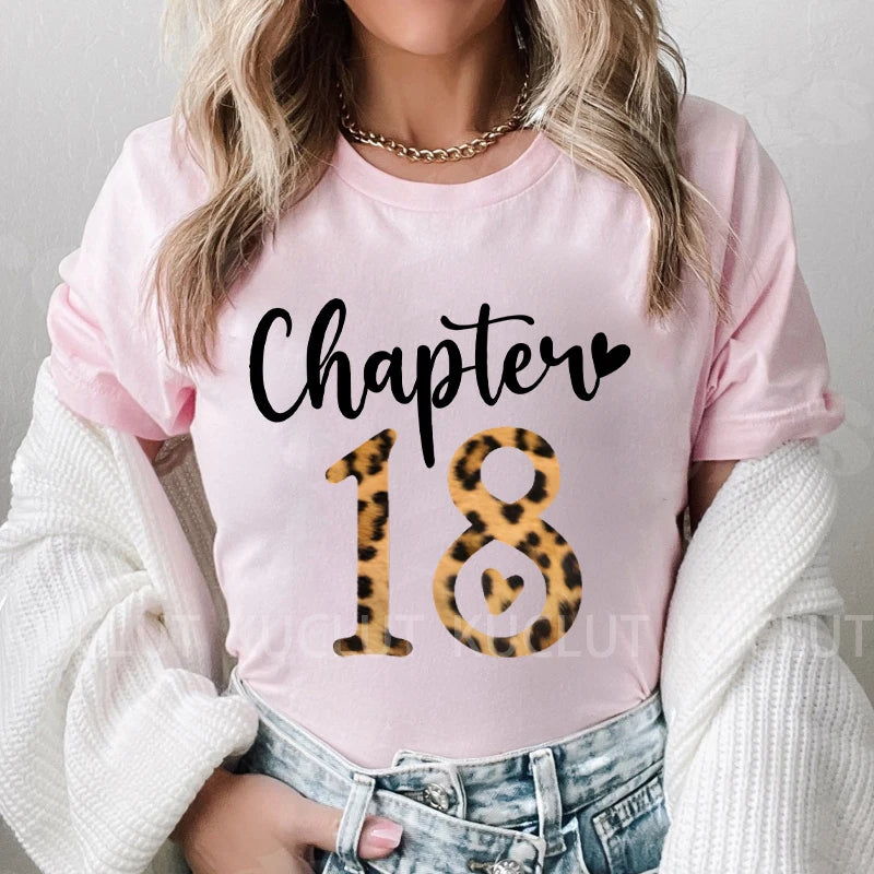 Chapter 18th Tshirt Female Tops Fashion Leopard Graphic Print Women T-Shirt Birthday Girls Party Tee Harajuku Short Sleeve Shirt