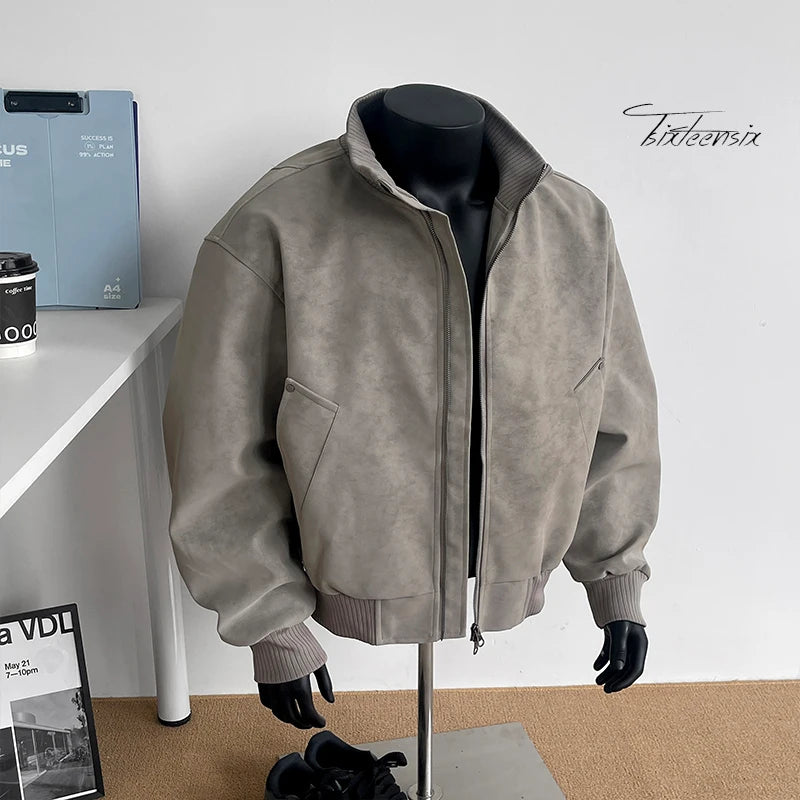Men Leather Jacket"ashionable motorcycle bomber men's jacket"