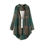 Women Blouze & Shirt "Checkered Shirt Woman Women's Buttoned Shirts Linen Blouses"