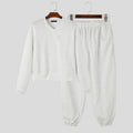 Men Matching Set "INCERUN Men's Sets Solid Color Loose V Neck Long Sleeve Hoodies Pants"