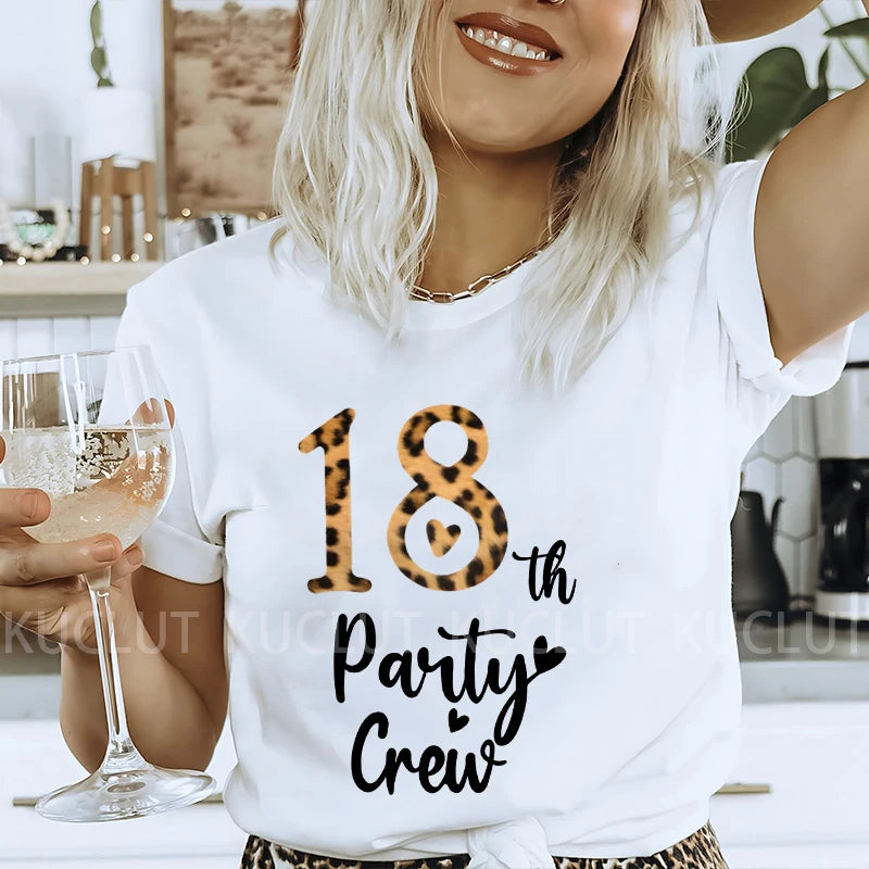 Chapter 18th Tshirt Female Tops Fashion Leopard Graphic Print Women T-Shirt Birthday Girls Party Tee Harajuku Short Sleeve Shirt