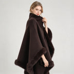 Women Coat & Jacket "LIMO Women High Neck Cape Coat Faux Fur Trim Poncho"