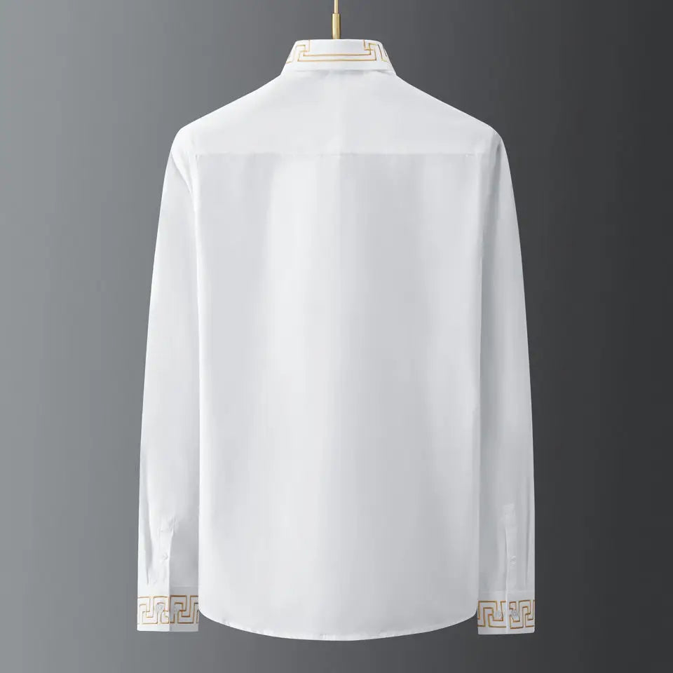 2025 New Summer Men's Long Sleeve Shirt Autumn Tide Brand Collar Cuff Embroidery Non-iron Fashion Personality High Quality Shirt