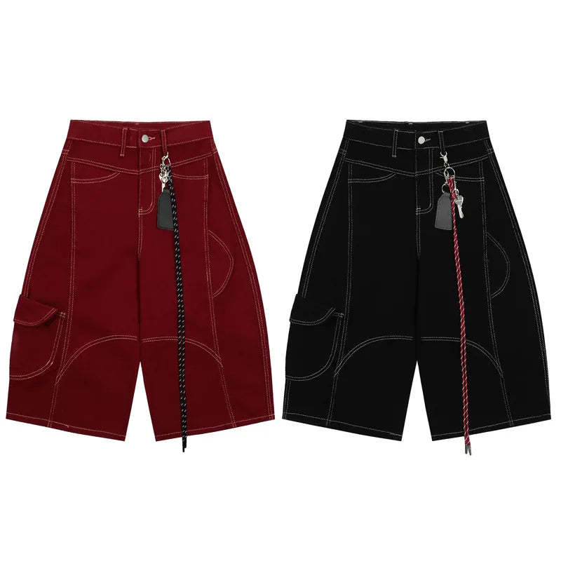 Men Short "Summer Denim Shorts Mens Streetwear Hip Hop Loose Wide Leg"