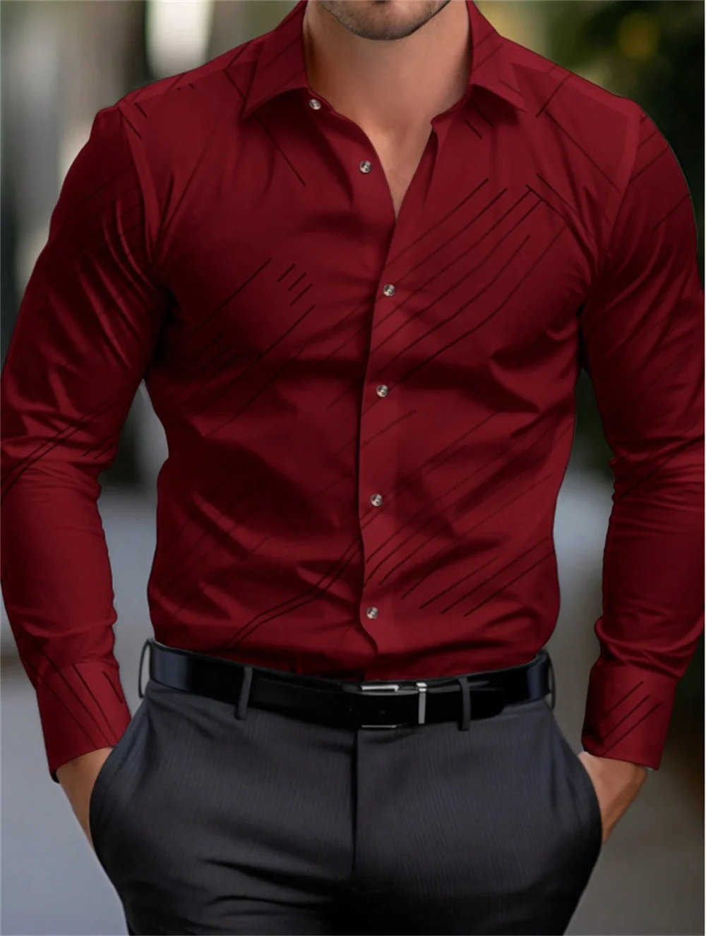 13 Color Striped Long Sleeve Shirt Fashion Sports Men's Shirt Lapel Large Size Breathable Men's Clothing Button Design