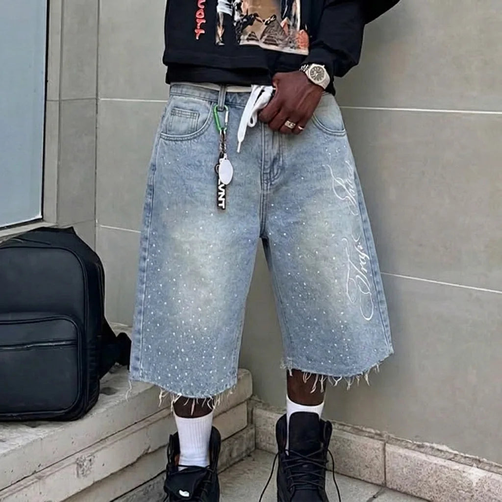 Men Short "Y2K Summer Fashion Denim Shorts for Men Knee Length"