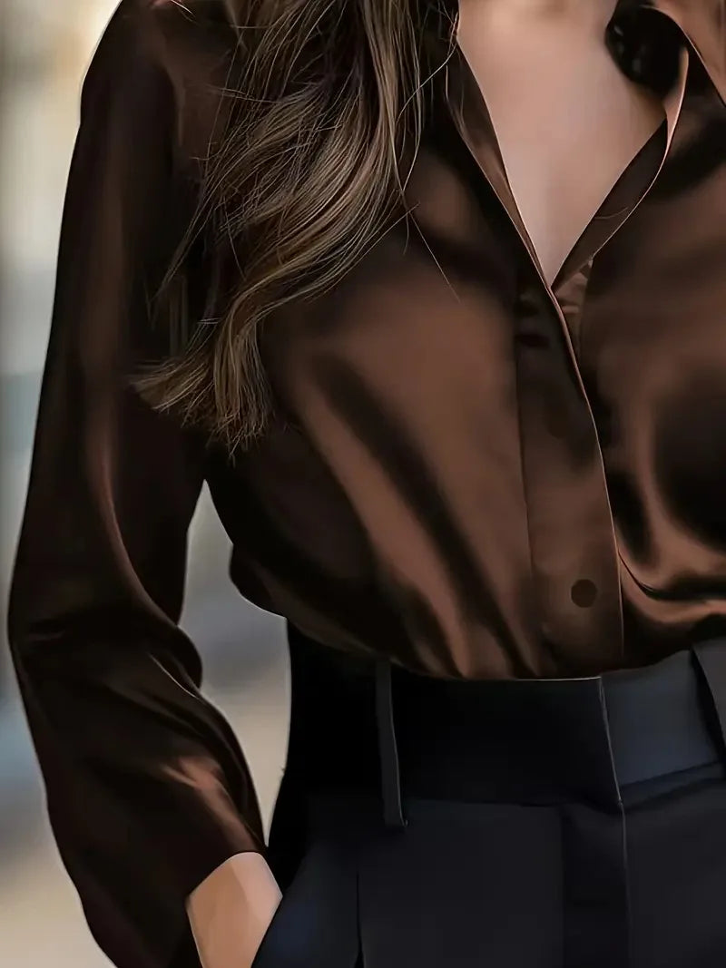 Women Blouse & Shirt "Spring and Autumn Women's Lapel Shirt"