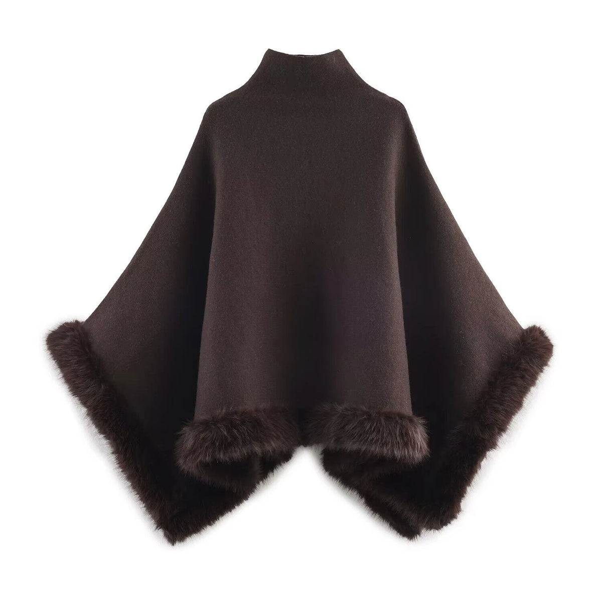 Women Coat & Jacket "LIMO Women High Neck Cape Coat Faux Fur Trim Poncho"