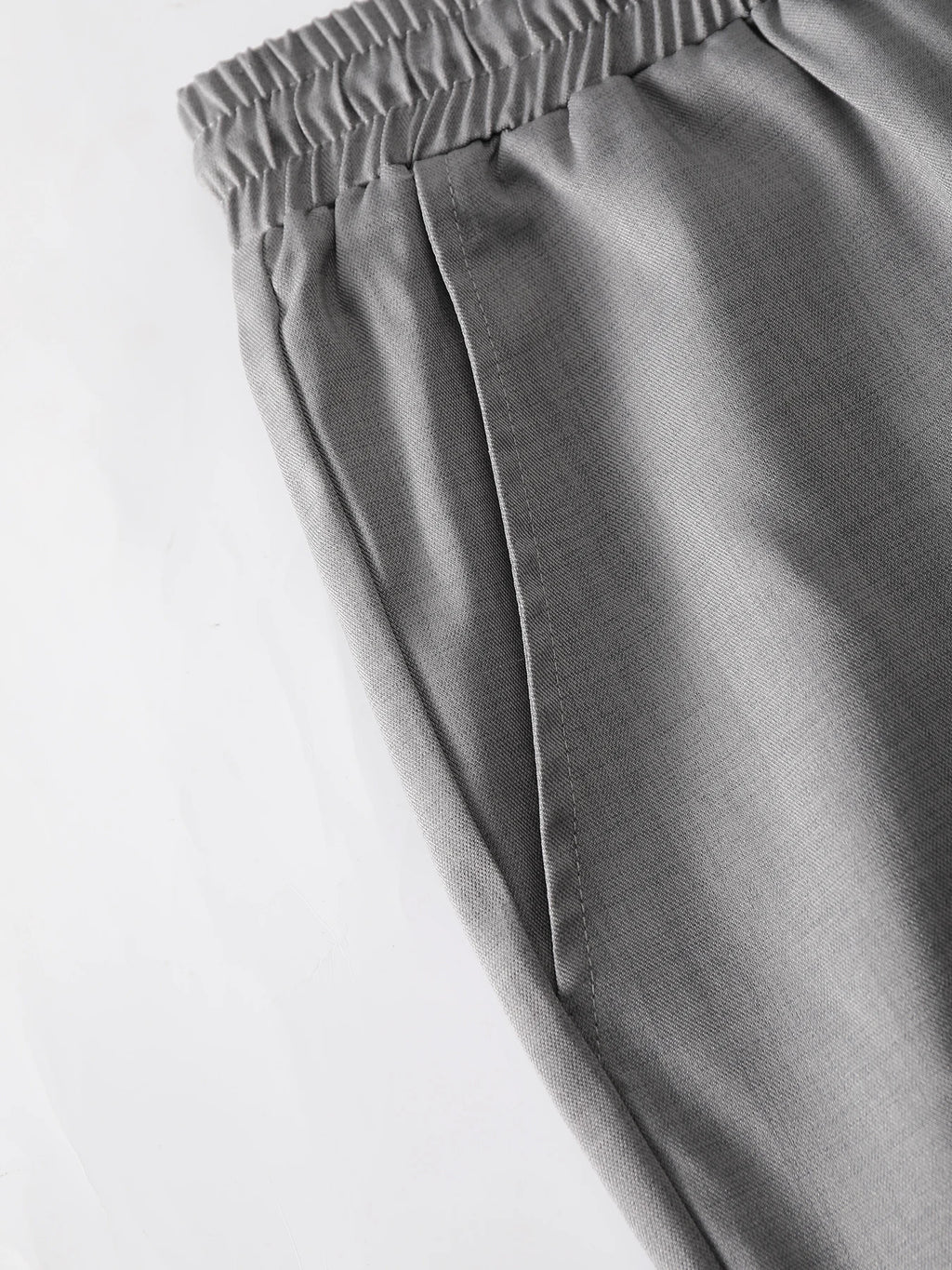 Men Matching Set "Textured Outfits, Light Gray Stand Collar Shirt & Drawstring Pants Set"