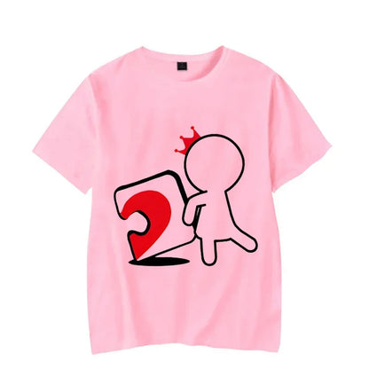 CartoongirlboyheartshapedpuzzleprintcoupleTshirt shortsleeved loose king queenTshirt fashionable trendcouplehirt women's T-shirt