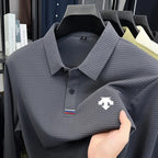 Men Polo Shirt "Luxury Quality Men's Printed Lapel Polo Shirt Wrinkle Resistant Solid Color Long Sleeve"