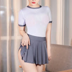 Women Skirt "Women Pleated Skirts Thin Mini Short See Through High Waist Christmas red Black"