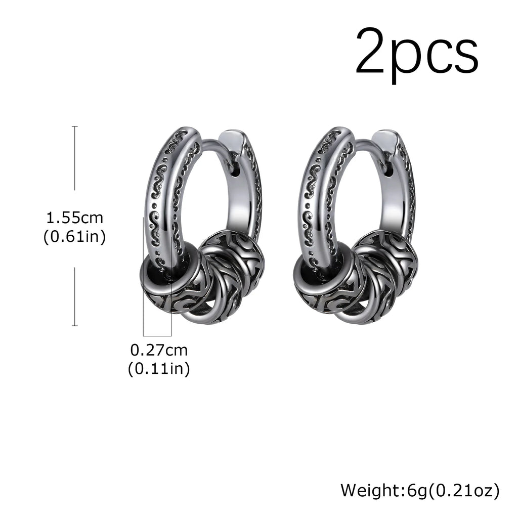 Men Jewerly & Accessories "Vintage Totem Vine Pattern Hoop Earrings for Men, Hypoallergenic Metal Huggies Earrings"