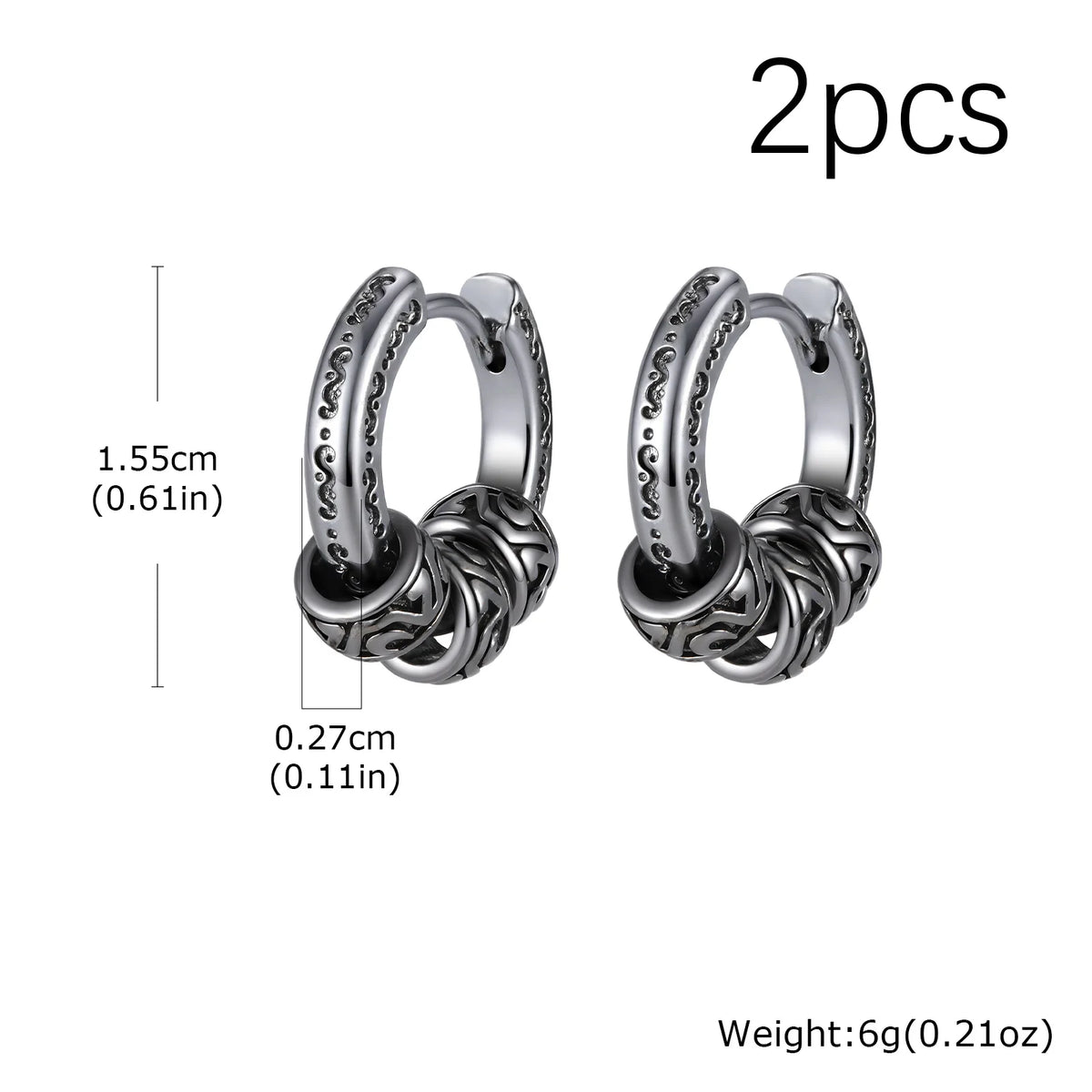 Men Jewerly & Accessories "Vintage Totem Vine Pattern Hoop Earrings for Men, Hypoallergenic Metal Huggies Earrings"