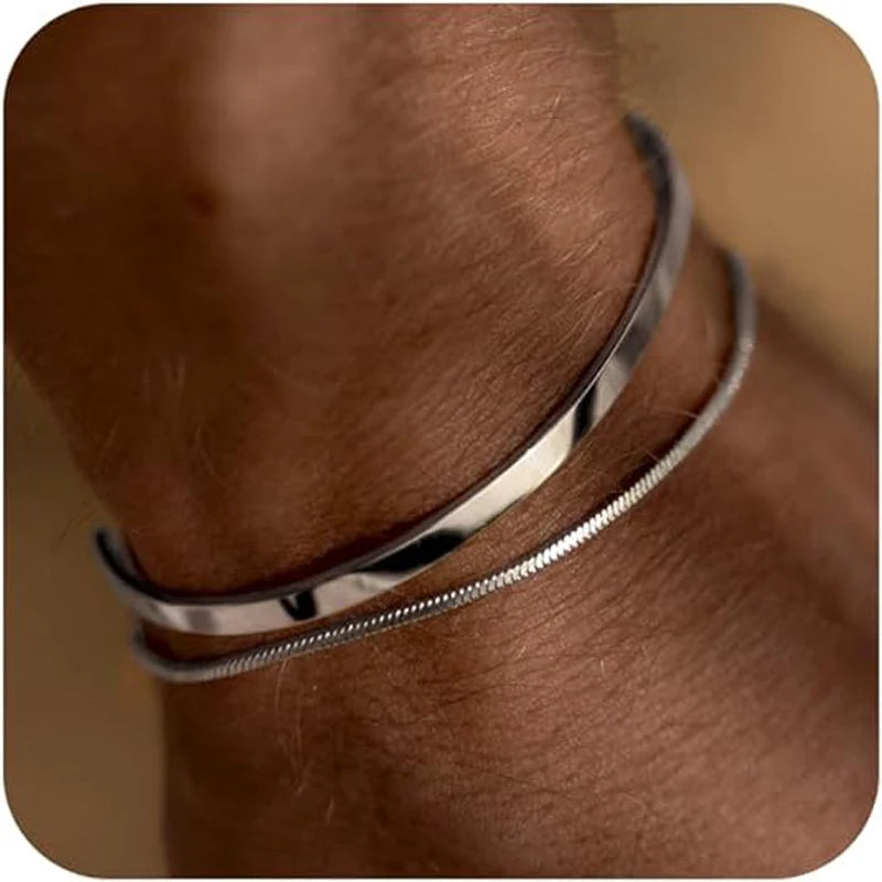 Men Jewelry & Accessory "Stackable Bracelets for Men, 925 Sterling Silver"