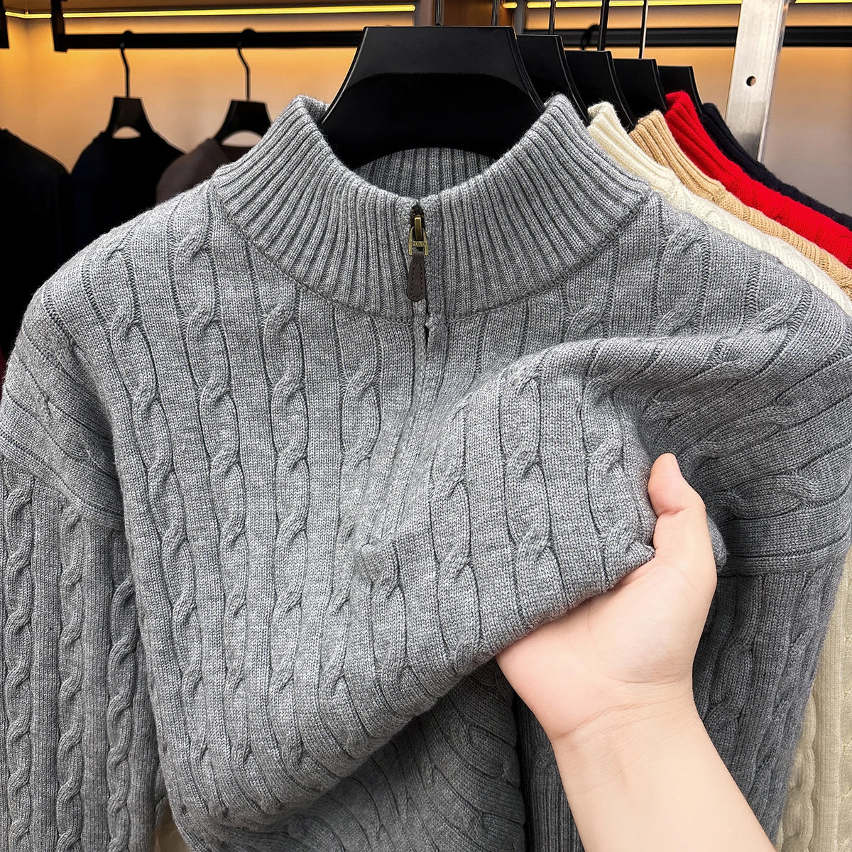 Men Sweater "High end Fashion zipper collar Sweater Men casual new exquisite jacquard"