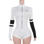 Women Jump Suit "Spring Panelled Knit Jumpsuits Women Casual Striped Full Sleeve O-neck Skinny Rompers"