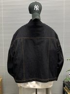 Men Denim Top"American Vintage Denim Jacket Men Stand Collar Cotton"