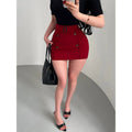 Women Skirt "Sexy High Waist Short Skirt with Button Decoration Belted Hanging Neck Bodycon Half-length"