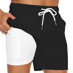 Mens Swim Trunks with Compression Liner Phone Pocket Summer Quick Dry Board Shorts