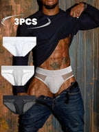 Men's Underpants Low-waist Transparent Mesh Spliced Triangle Pant / 3pcs