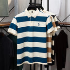 Men Polo Shirt "Contrasting Striped Lapel Short Sleeved T-shirt, Summer Dad Outfit, New Cool POLO Top"