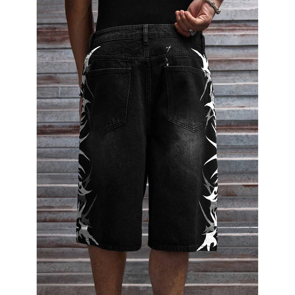 Men Short"Denim Jorts Summer Streetwear Print Baggy Wide"