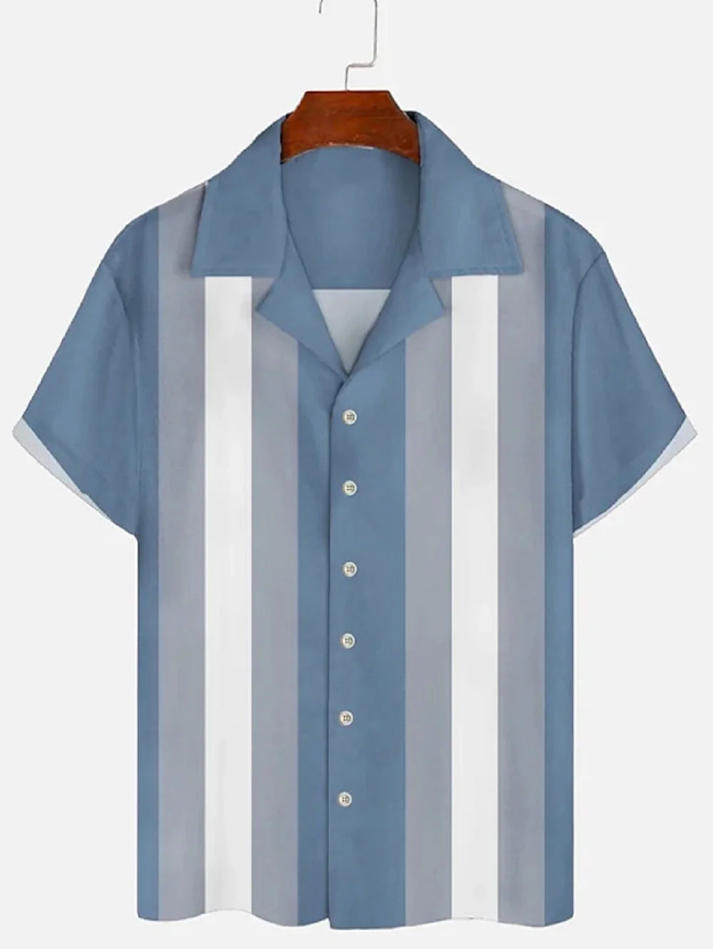Summer Hawaiian Casual Shirt Stripe Print Lapel Top Fashion Street Short Sleeve Men's Shirt Oversized Male Clothing