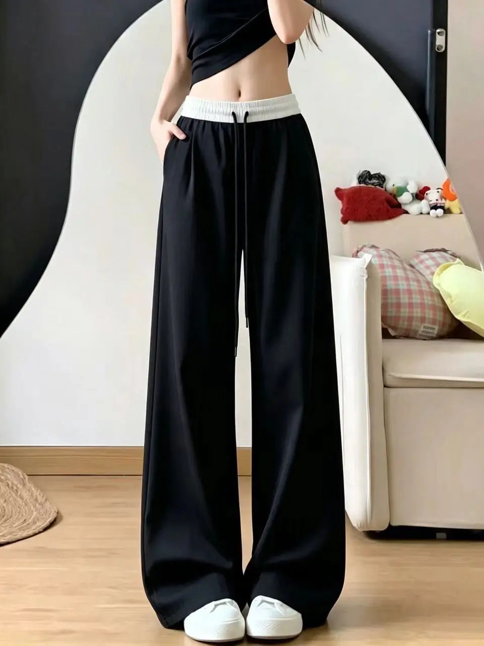 Women Trouser "High Waist Fleece Lined Thickened Wide Leg Pants Casual Straight Cut Sports Trousers"