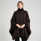 Women Coat & Jacket "LIMO Women High Neck Cape Coat Faux Fur Trim Poncho"