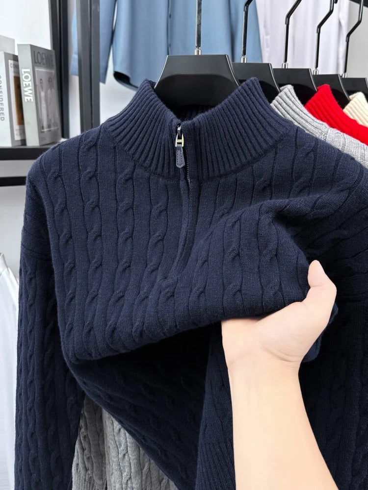 Men Sweater "High end Fashion zipper collar Sweater Men casual new exquisite jacquard"