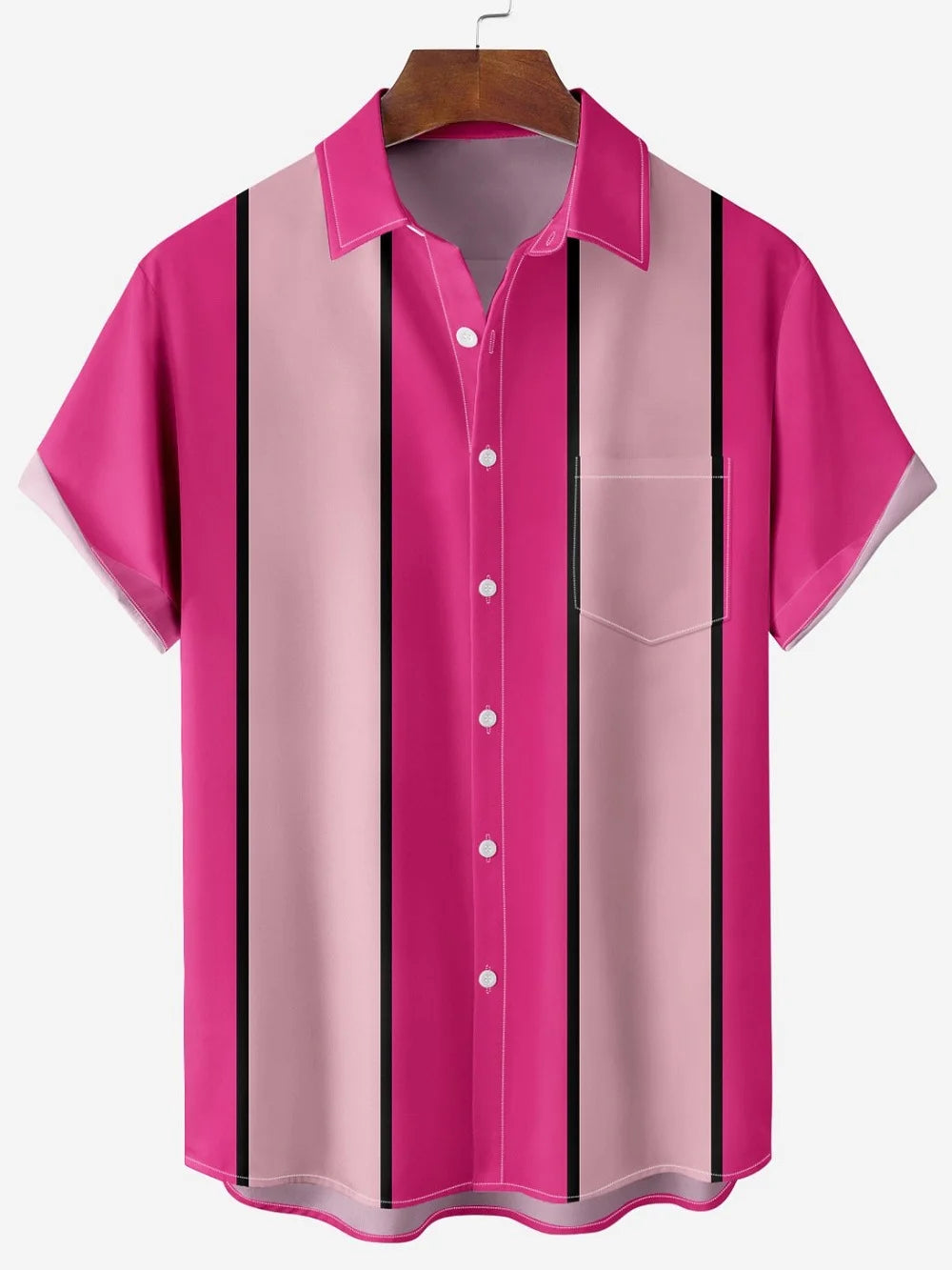 Summer Hawaiian Casual Shirt Stripe Print Lapel Top Fashion Street Short Sleeve Men's Shirt Oversized Male Clothing