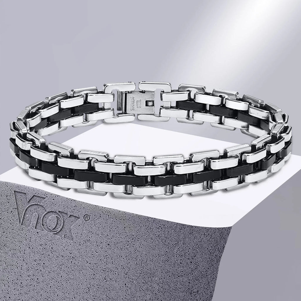 Men Jewelry & Accessory "Vnox Stylish Strap Chain Bracelets for Men"