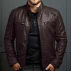 Men Leather Jacket "Asian Size Men's Motorcycle Leather Jacket Stand Collar Punk Biker Jacket"