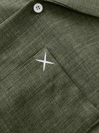 Men Matching Set "Minimalist Pocket Embroidery Set, Textured Short Sleeve Shirt & Pants"