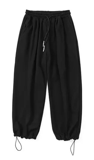 Women Casual Jogger Pants High Waist Elastic Cuff Sweatpants 2025 New American Style Loose Wide Leg Warm Fleece Lined Pants for