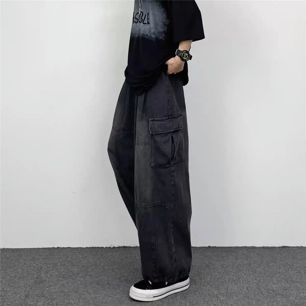 Men Cargo Pants "Vintage Wide-Leg Large Pocket Cargo"