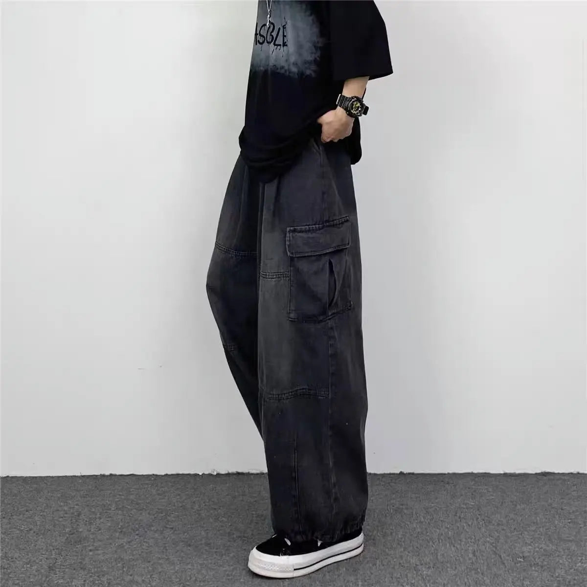 Men Cargo Pants "Vintage Wide-Leg Large Pocket Cargo"