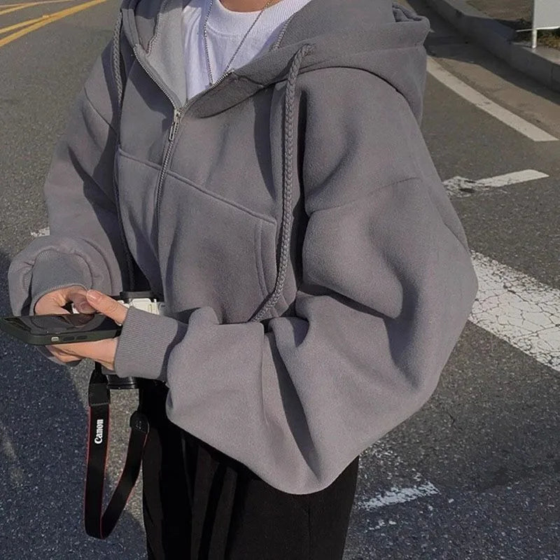 Women Sweaters & Hoodies "Autumn Winter Hooded Hoodies Women Casual Streetwear Zip Up Sweatshirts"