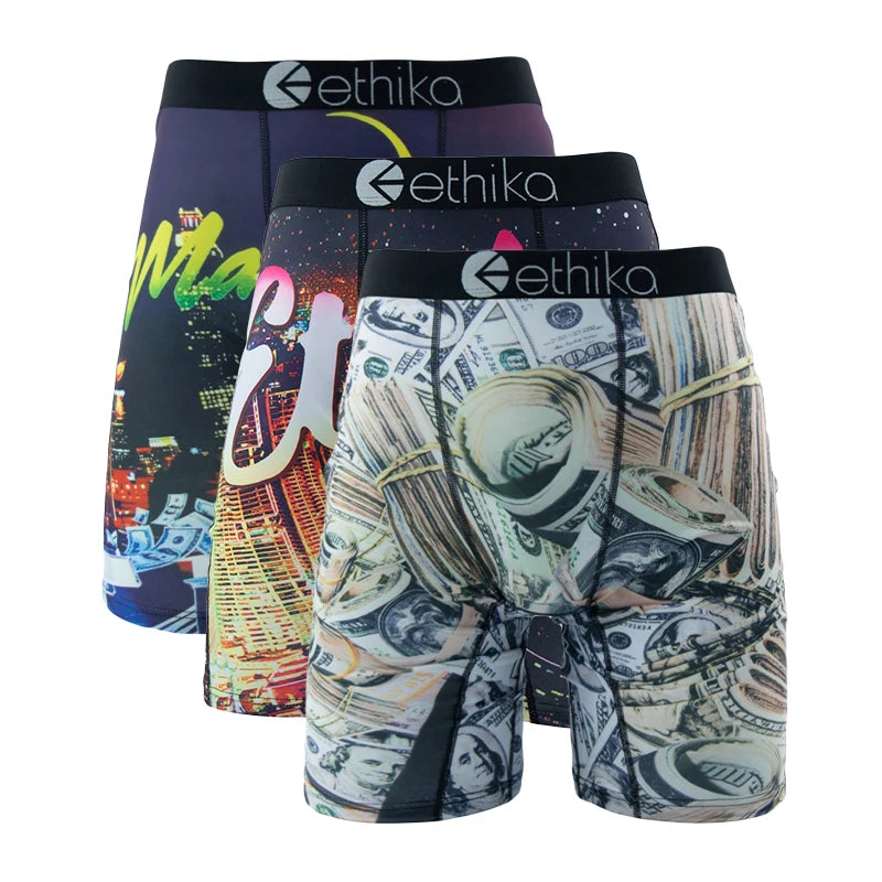 Men Long Underwear - ETHIKA Men Boxers Breathable / 3pcs