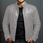 Men Leather Jacket "Asian Size Men's Motorcycle Leather Jacket Stand Collar Punk Biker Jacket"
