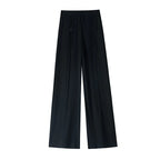 Women Trouser "Fall Winter Thick Draping High Waist Straight Cashmere Floor Length Trousers"
