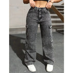 Womens Jeans "Y2k Jeans High Waist Stretch Cargo Pants Multiple Pockets Casual Trousers For Ladies Fashion Retro Style"