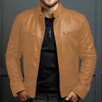 Men Leather Jacket "Asian Size Men's Motorcycle Leather Jacket Stand Collar Punk Biker Jacket"