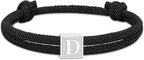 Men Jewelry & Accessory "Graduation Easter Basket Stuffer Gifts, Braided Rope Initial Bracelet for Men Boys, Stainless Steel A-Z Letter Charm Bracelets