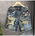 Men Short "Jeans Hip Hop Ripped Multi Color Male Denim Shorts Graphic Harajuku"
