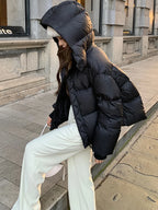 Women Coat & Jacket "FSMG Fashion Solid Parkas Downcotton-padded Hooded Coat Women's Cropped Cotton Puffer Jacket"