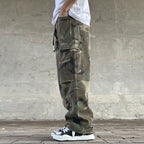 Men Cargo Pants "Retro American Street Loose Straight Leg Camouflage Milittary"